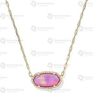 Elisa Pave Frame Gold Short Pendant Necklace